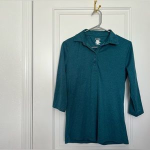 Moheen Cool Dri 3/4 sleeve polo top in teal. NWOT